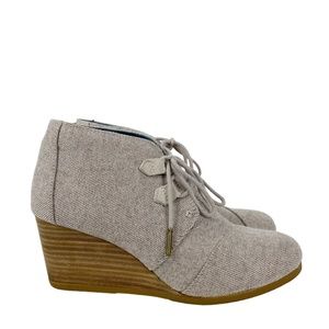 Toms Kala Wedge Bootie Beige Shimmer Womens Sz. 9